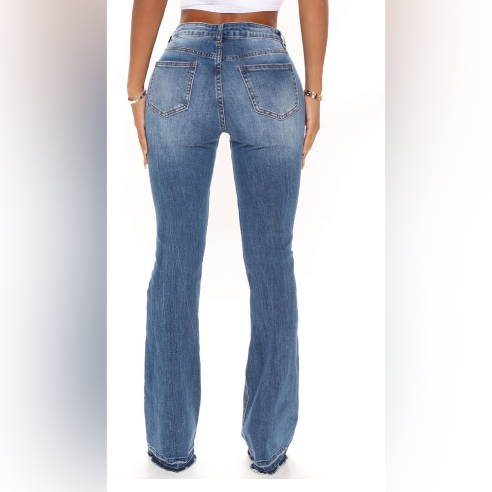 Dark wash high waisted ripped stretch flare jeans - Picture 10 of 10